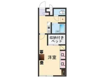 レオパレス栄谷(1K/1階)の間取り写真