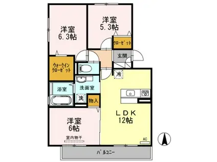 メゾンドヒル(3LDK/2階)の間取り写真