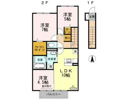 エクレラージュⅡ(3LDK/2階)の間取り写真