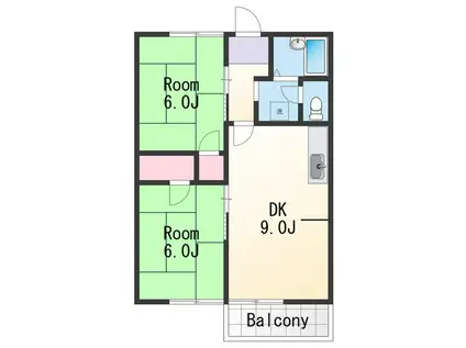 タウニィ紀ノ川(2DK/2階)の間取り写真