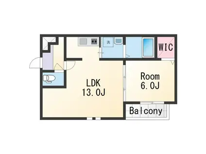 フジパレス市駅東イースト(1LDK/1階)の間取り写真