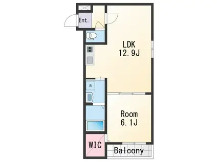 フジパレス市駅東イースト(1LDK/2階)の間取り写真