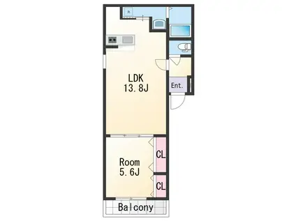 フジパレス市駅東イースト(1LDK/2階)の間取り写真