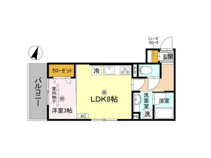 ピオーネ荘(1LDK/2階)の間取り写真