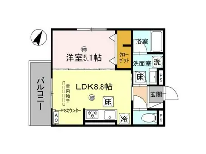 ピオーネ荘(1LDK/1階)の間取り写真