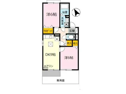 パインズコート(2DK/1階)の間取り写真