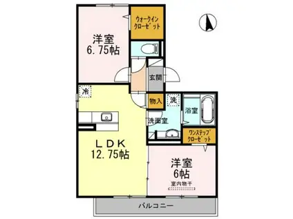 コリド黒田 B棟(2LDK/2階)の間取り写真