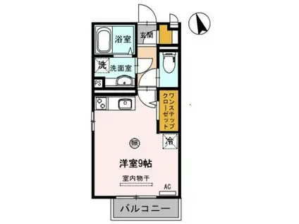 クレール出島(ワンルーム/1階)の間取り写真