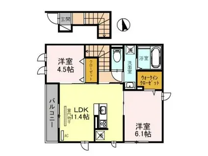 グランドソレーユ西浜(2LDK/2階)の間取り写真