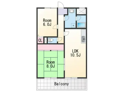 デュオ丸の内(2LDK/4階)の間取り写真