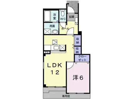 プレシャスコートK東松江2(1LDK/1階)の間取り写真