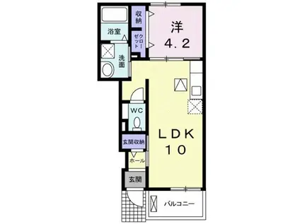 レジデンス・リオB(1LDK/1階)の間取り写真