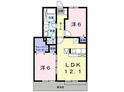 ロマネコンティⅢ(2LDK/1階)の間取り写真