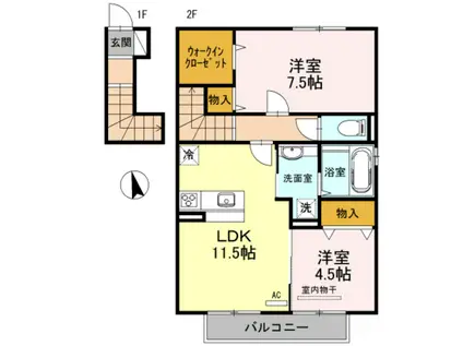 D-ROOM木ノ本(2LDK/2階)の間取り写真