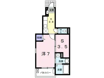 ラポール西庄(1SK/1階)の間取り写真