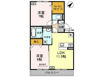 D-ROOMパストラーレⅡ(2LDK/3階)の間取り写真