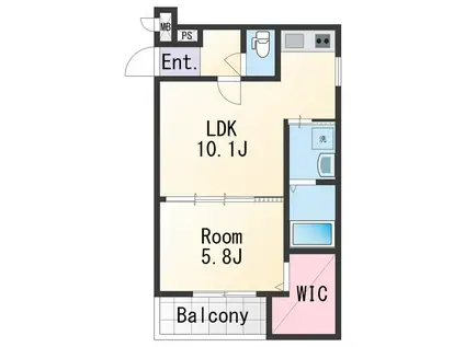ラフィーネ石本Ⅱ(1LDK/1階)の間取り写真