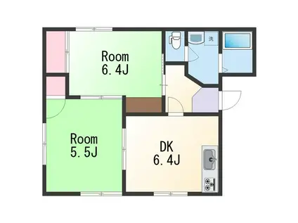 タウニィ料理松(2DK/1階)の間取り写真