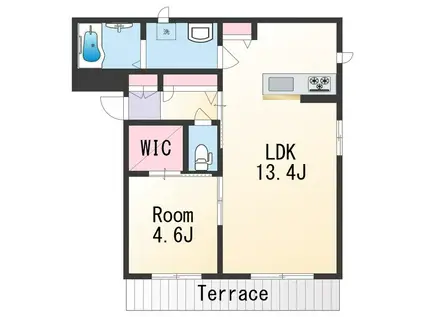 ベレオ堀止西(1LDK/1階)の間取り写真