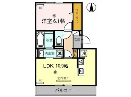 プラム荘(1LDK/2階)の間取り写真