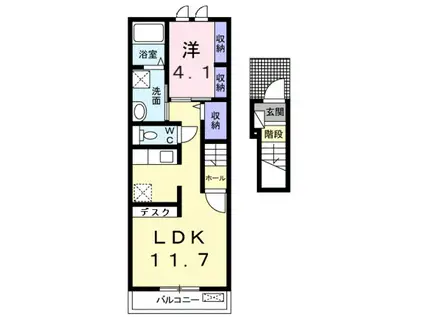 リヴェール松江(1LDK/2階)の間取り写真