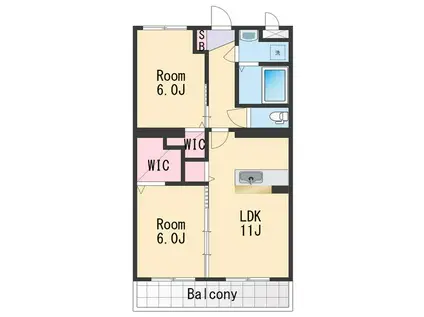 ハピネス紀和(2LDK/3階)の間取り写真