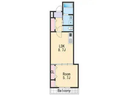 フジパレス黒田Ⅶ番館(1LDK/2階)の間取り写真