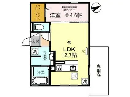 D-ROOMいえまる(1LDK/1階)の間取り写真