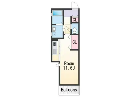 ジュリアード松江(ワンルーム/2階)の間取り写真