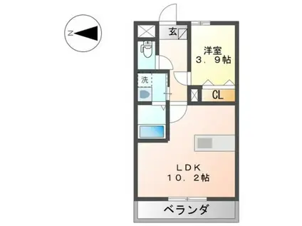 グラン フェリシア(1LDK/2階)の間取り写真
