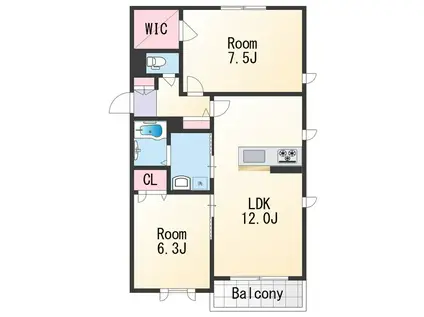 シャーメゾン MISA B棟(2LDK/2階)の間取り写真