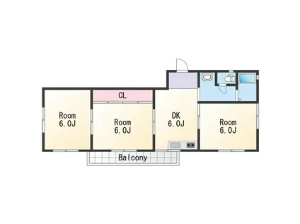 グランシエル秋月(3DK/1階)の間取り写真