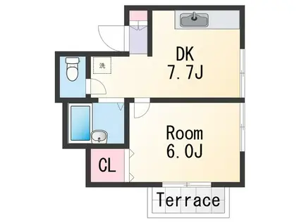 プレゼンス浜の宮(1DK/1階)の間取り写真