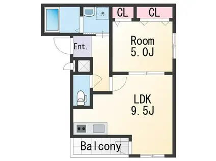フジパレス中之島イースト(1LDK/1階)の間取り写真