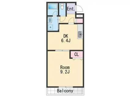 セゾン湊(1DK/2階)の間取り写真