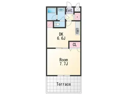 フジパレス三葛(1DK/1階)の間取り写真