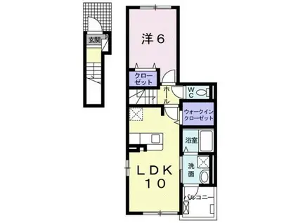 ヴァンヴェール中之島(1LDK/2階)の間取り写真