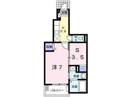 コンフォルトくろだ(1SK/1階)の間取り写真