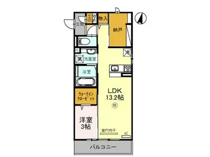 ラ・グリシーヌ(1LDK/1階)の間取り写真