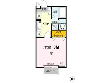 ソレイユ・オーミ(1K/2階)の間取り写真