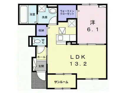 毛見アパート(1LDK/1階)の間取り写真