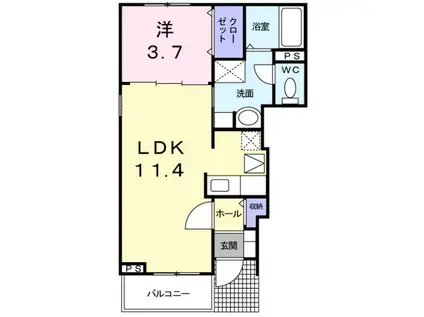 モダンアーク B(1LDK/1階)の間取り写真