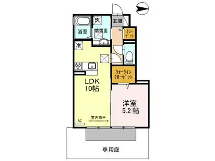 D-ROOMすぎうら(1LDK/1階)の間取り写真