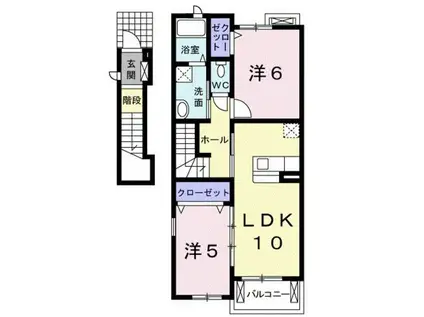 クレアコートⅢ(2LDK/2階)の間取り写真