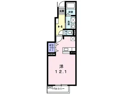 セレッソK・K(ワンルーム/1階)の間取り写真