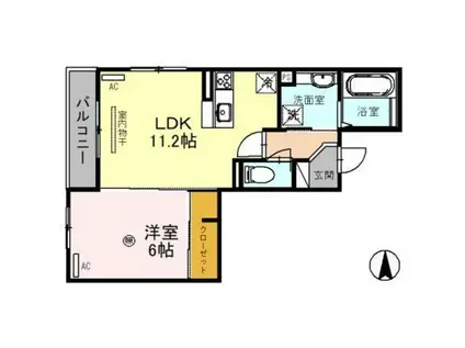 DーROOMN・KⅠ(1LDK/2階)の間取り写真