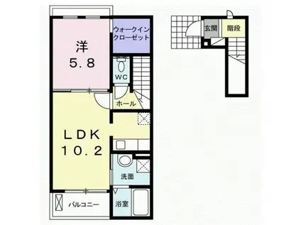 クレードルⅡ(1LDK/2階)の間取り写真