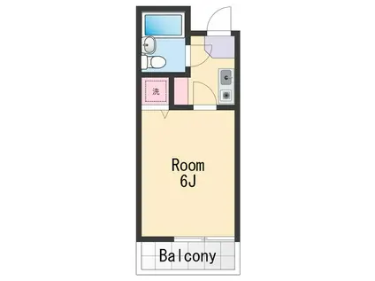 シャルマンフジ湊北町弐番館(1K/2階)の間取り写真
