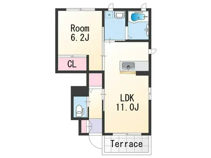 イマージュ紀三井寺(1LDK/1階)の間取り写真