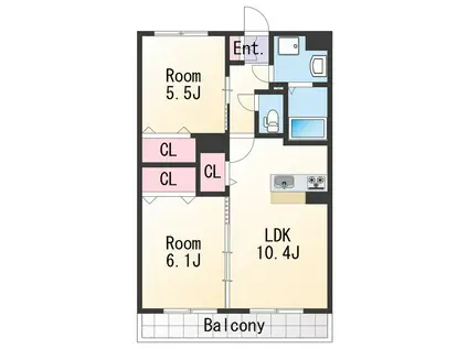 ユーミーマンション名草(2LDK/2階)の間取り写真